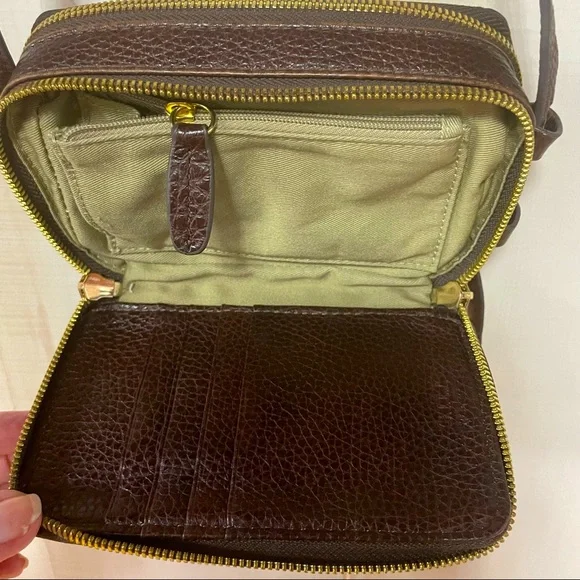 GILI Brown Italian Croc Alligator Leather Micro Crossbody Bag G.I.L.I. - Picture 6 of 7